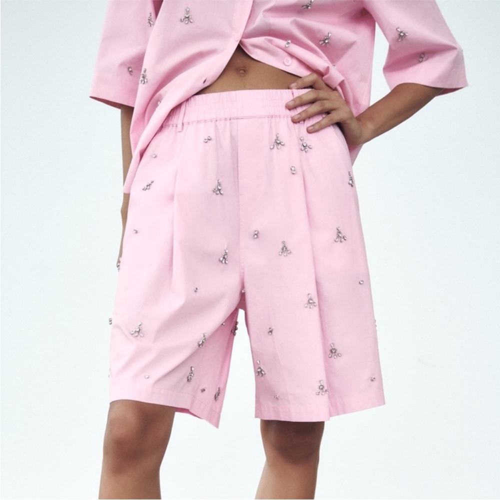 ZARA Short + Top - Rhinestone Jeweled Pink Matching Set - Picture 3 of 6